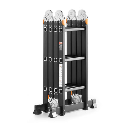 SucceBuy Multi-Purpose Folding Ladder 7-in-1 Tall Step Ladder A Frame Adjustable Telescoping