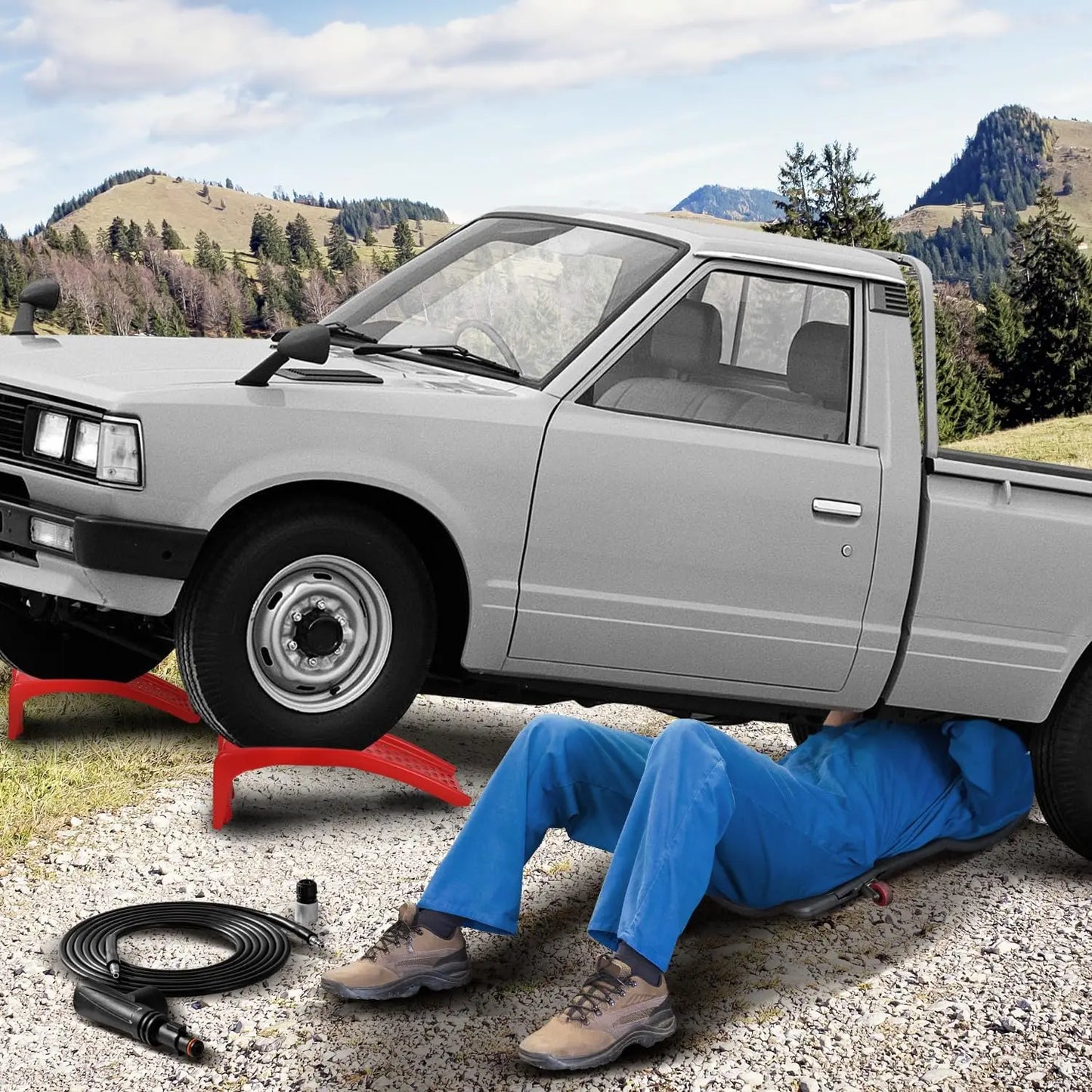 2 Ton Heavy Duty Solid Steel Car Ramps, 2-Pack 8" Lift  , 4000 LBS Capacity Per Ramp