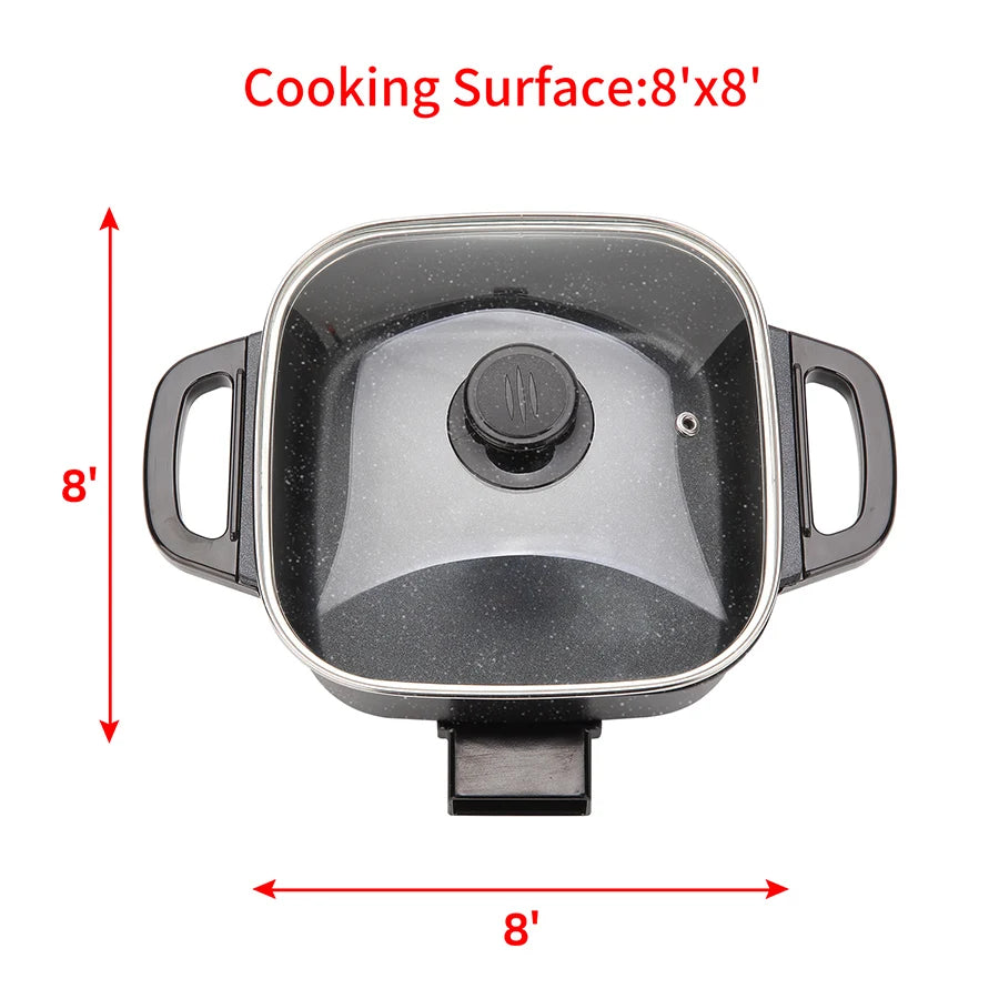 Electric Frying Pan, Temperature Control, Hot Pot Cooking, Non Stick Pan