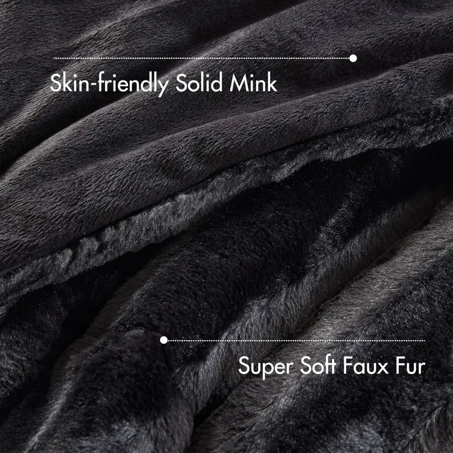 Faux Fur Reversible Comforter Set, Down  with Matching Shams,