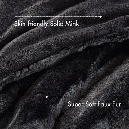 Faux Fur Reversible Comforter Set, Down  with Matching Shams,