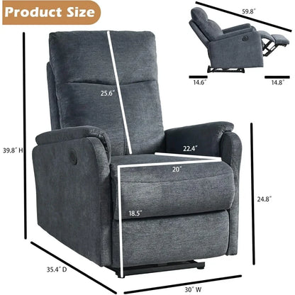 Electric Power Recliner with USB Ports Breathable Fabric