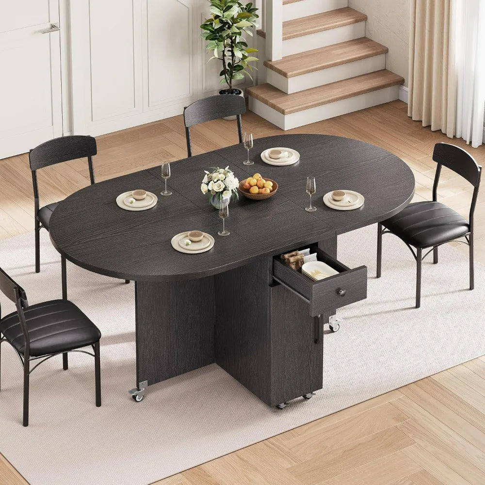 Compact 5-Piece Folding Dining Set for 4 People: