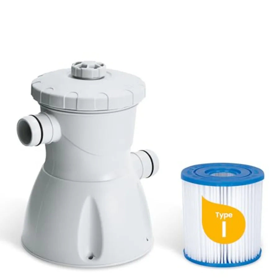 10 Foot x 30 Inch Quickset Round Inflatable Ring Top  Above Ground Swimming Pool Set with Pump and Type I Cartridge Filt