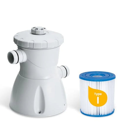 10 Foot x 30 Inch Quickset Round Inflatable Ring Top  Above Ground Swimming Pool Set with Pump and Type I Cartridge Filt