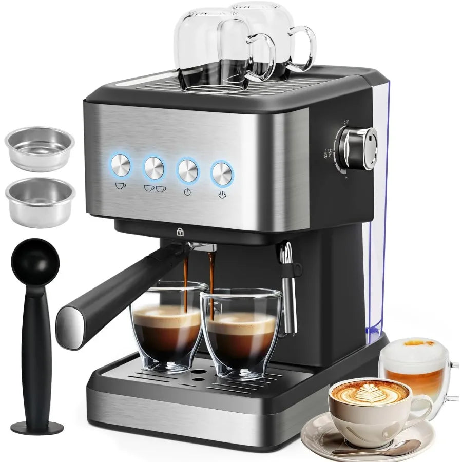 DutchesHomeLiving 20 bar espresso machine with milk frother stainless steel