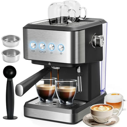 DutchesHomeLiving 20 bar espresso machine with milk frother stainless steel