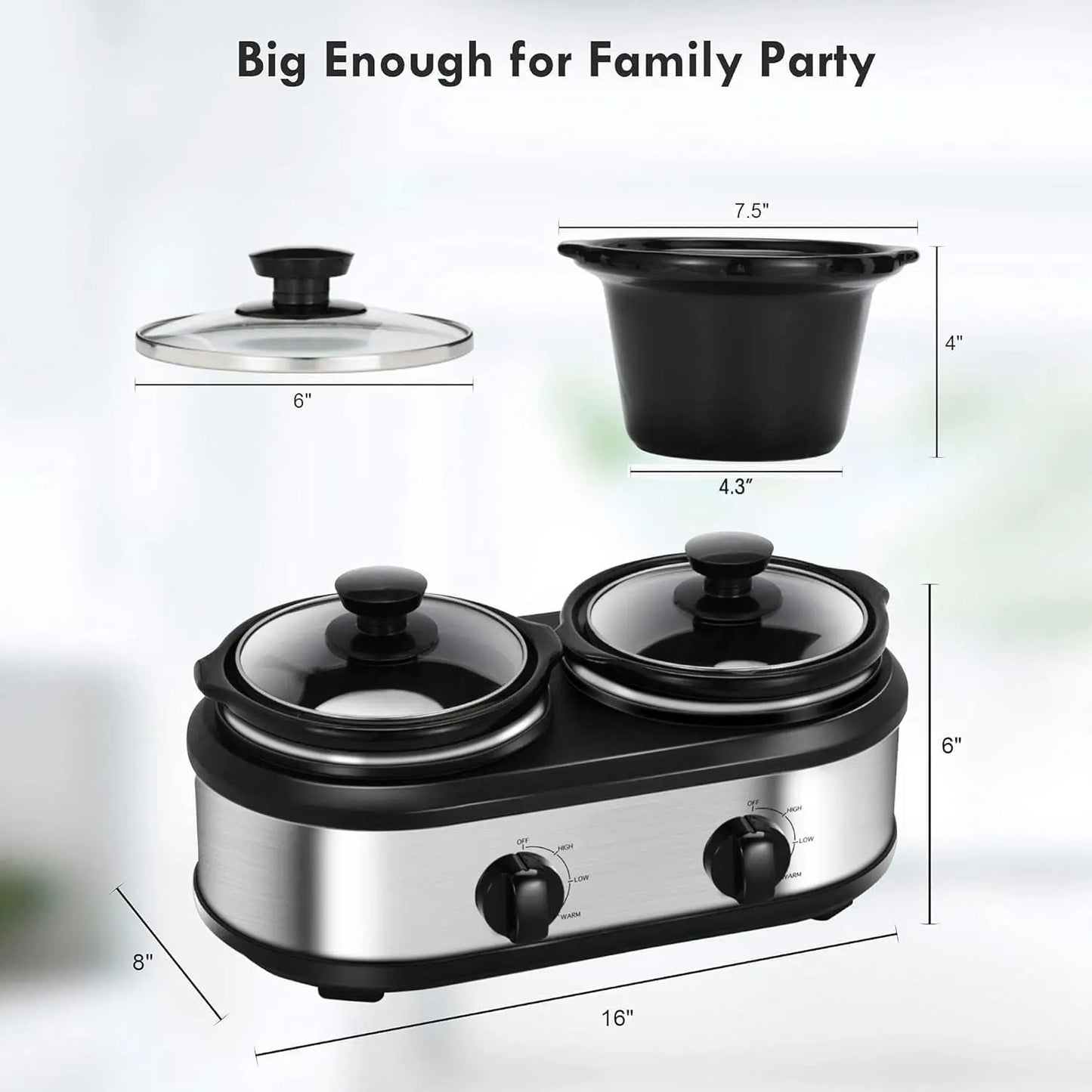 Dual Slow Cooker Buffet Server Food Warmer