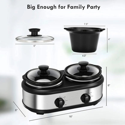 Dual Slow Cooker Buffet Server Food Warmer