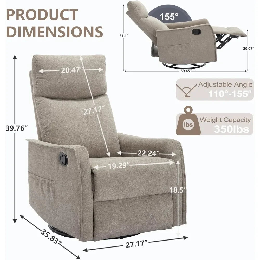 Swivel Rocker Recliner Chair with Heated Massage