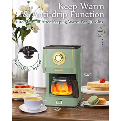 DutchesHomeLiving retro drip coffee maker with glass pot reusable filter