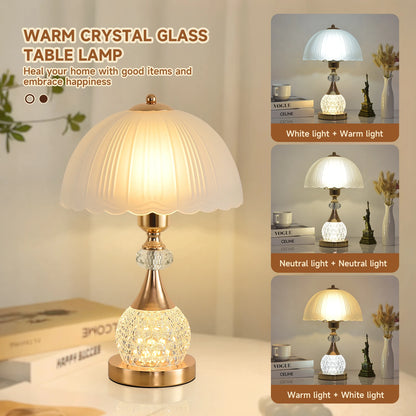 “dutcheshomeliving bedside table lamp crystal petal push button switch”