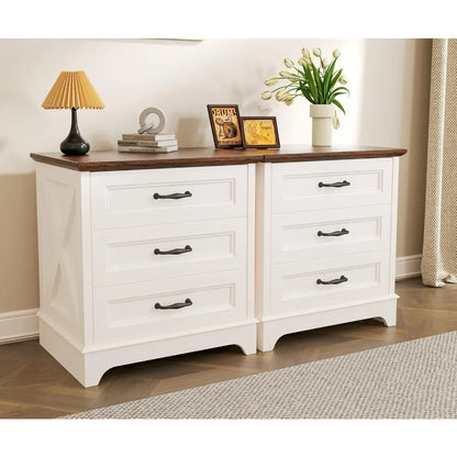 Nightstand with Drawers - Small Rustic Wood Chest of Drawers