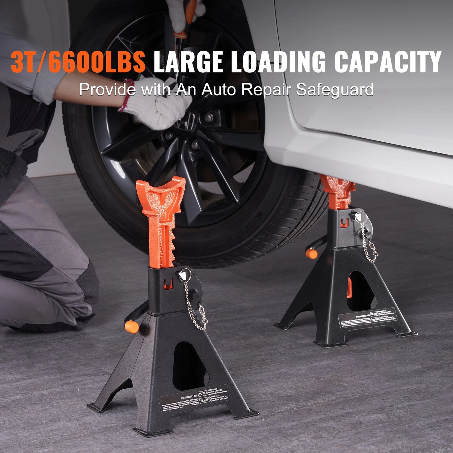 SucceBuy Jack Stands 3/6 Ton Capacity Car Double Locking Adjustable Height for lifting SUV Pickup Truck Car UTV ATV