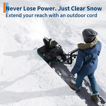 20-Inch Electric Snow Blower  Motor 1800W  All-Terrain Wheels 2 LED Lights Driveways