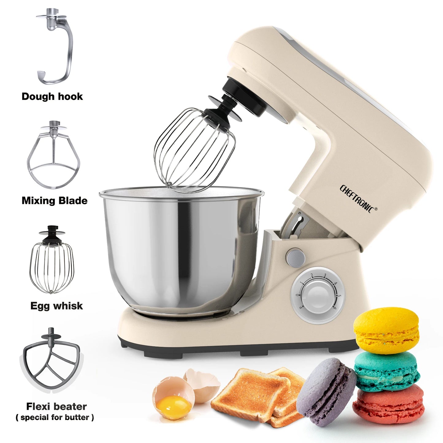 1pc CHEFTRONIC Stand Mixer,5Qt Tilt-Head Electric Household Stand Mixer