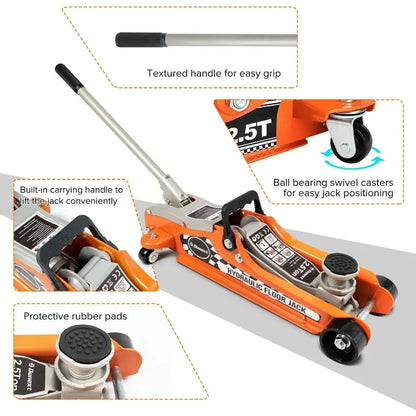 2.5 Ton Low Profile Racing Floor Jack with Heavy Duty Steel Construction