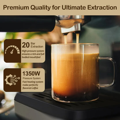 DutchesHomeLiving 20 bar espresso machine with milk frother stainless steel