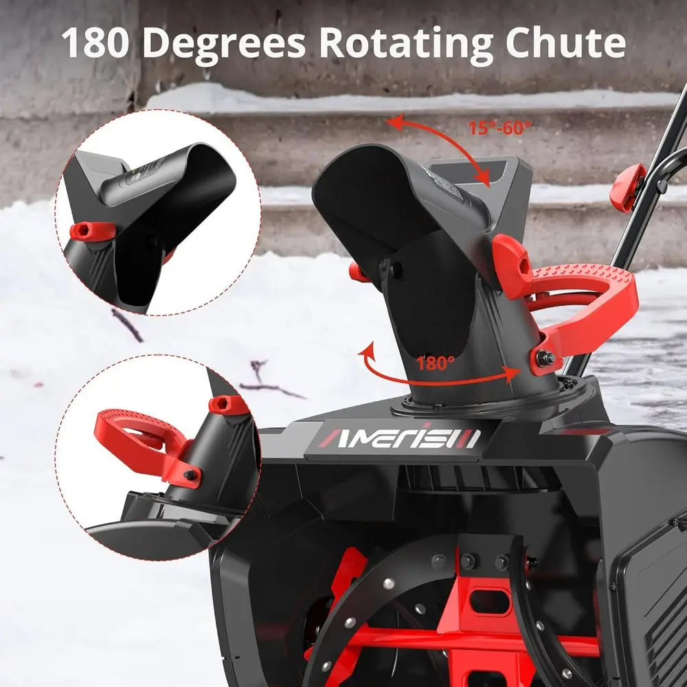21-Inch Electric Snow Thrower, 15-Amp Corded Snow Blower with LED Light,