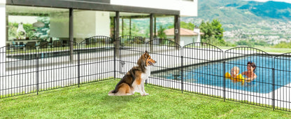 No Dig Decorative Garden Fence with Gate 32in (H) x 24ft (L), Temporary Dog Fencing