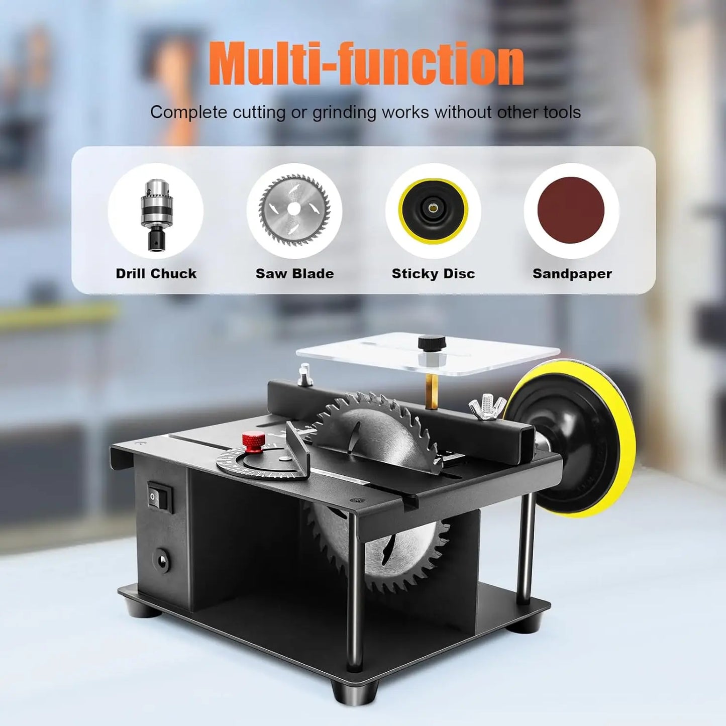 Mini Table Saw Multi-Function 200W 8500RPM  Adjustable Speed