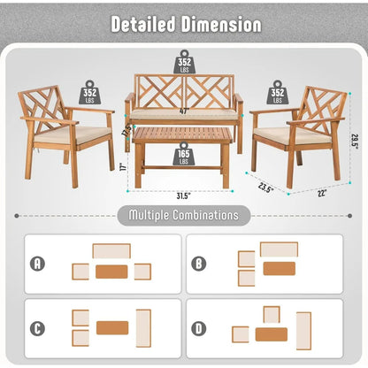 2025new-4-Piece Outdoor Patio Furniture Set: