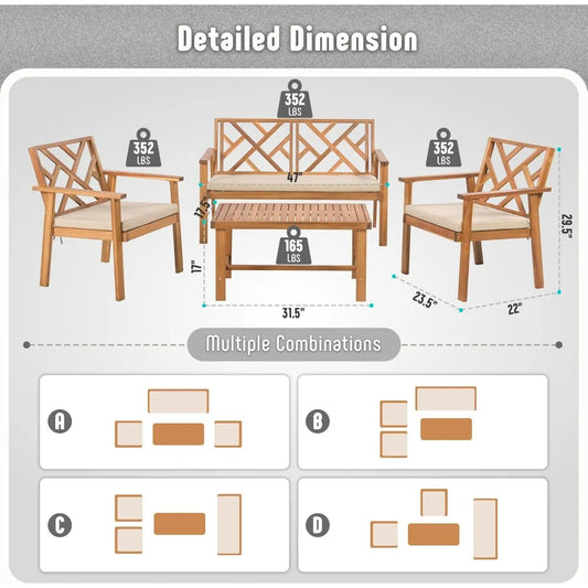 2025new-4-Piece Outdoor Patio Furniture Set: