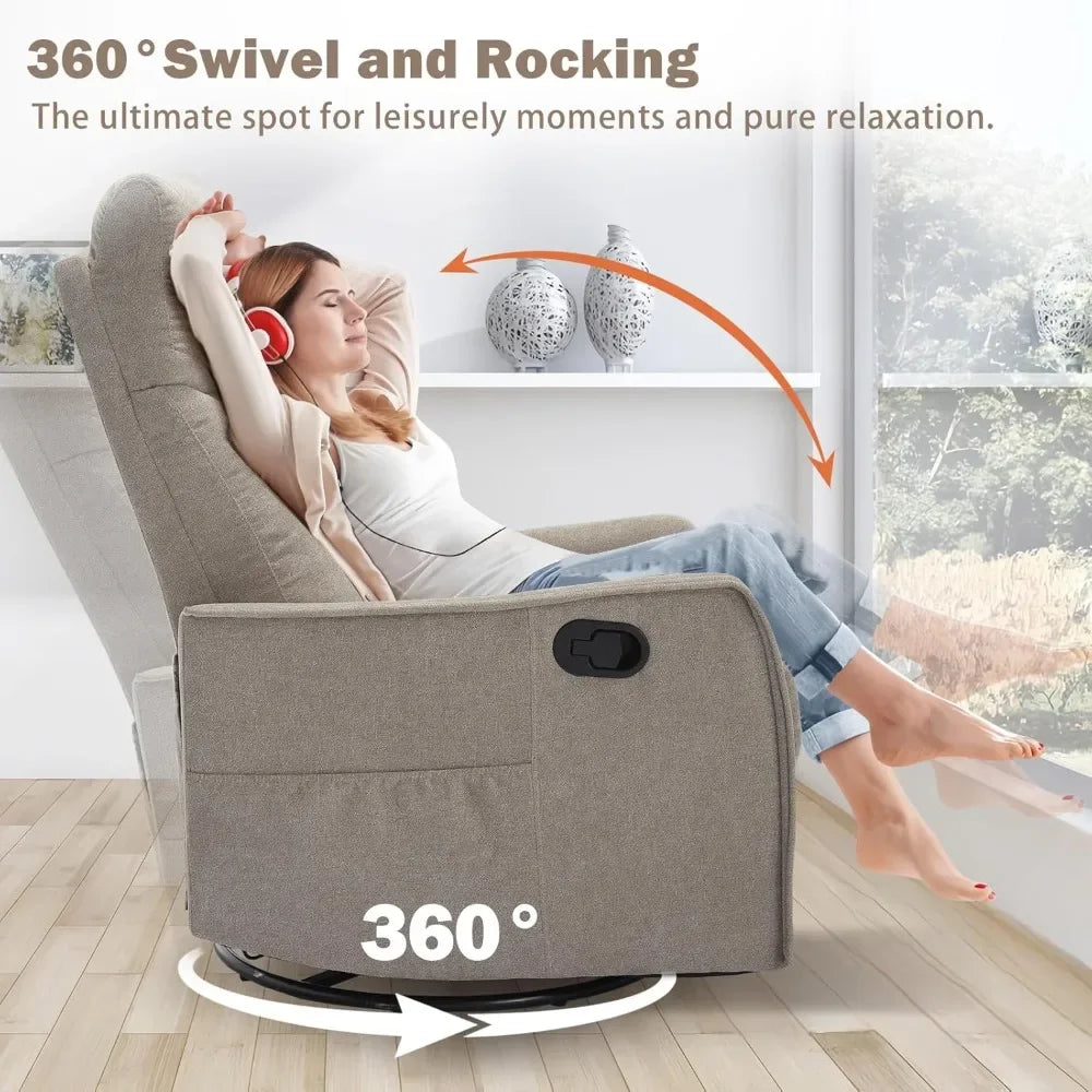 Swivel Rocker Recliner Chair with Heated Massage