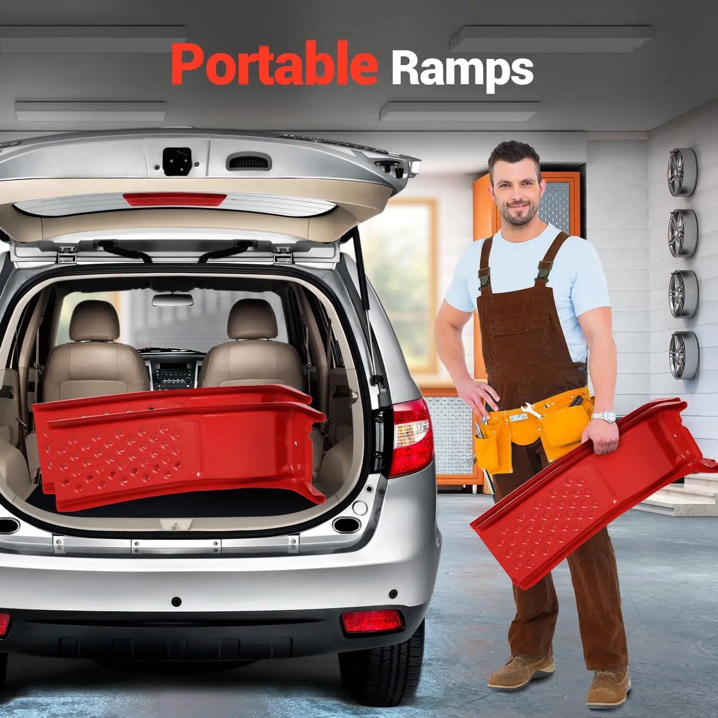 2 Ton Heavy Duty Solid Steel Car Ramps, 2-Pack 8" Lift  , 4000 LBS Capacity Per Ramp