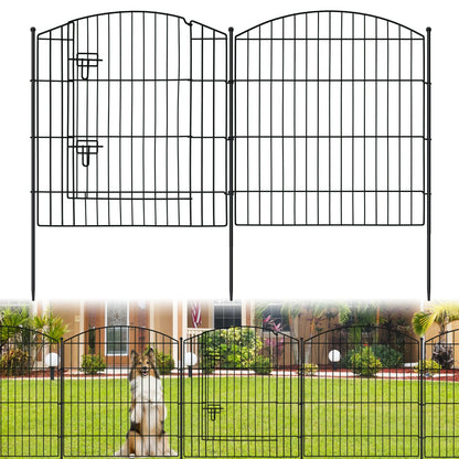 No Dig Decorative Garden Fence with Gate 32in (H) x 24ft (L), Temporary Dog Fencing