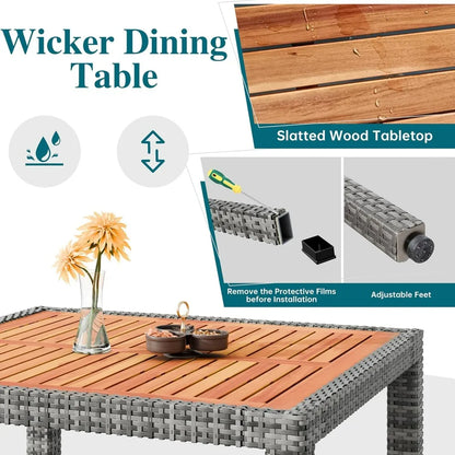 2025new-5-Piece Outdoor Wicker Patio Dining Set