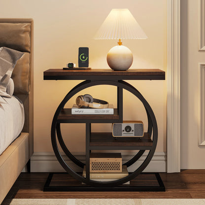 End Table for Living Room, 4-Tier Narrow Side Table with Storage Shelves,