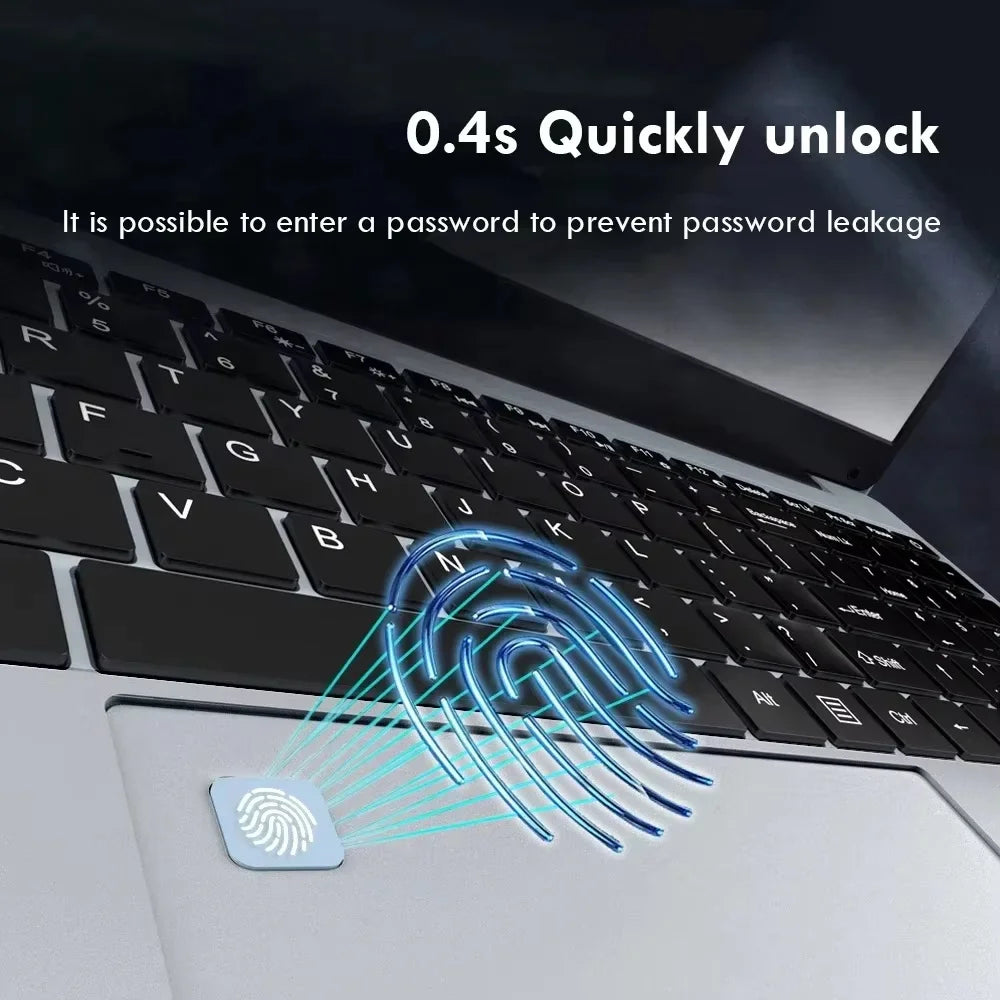 Windows 11 Pro 15.6" Laptop Computer Intel Celeron Fingerprint Unlock Notebook