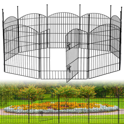 No Dig Decorative Garden Fence with Gate 32in (H) x 24ft (L), Temporary Dog Fencing