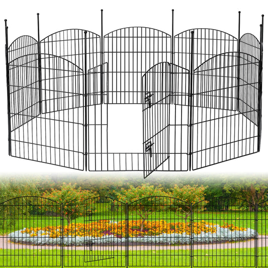 No Dig Decorative Garden Fence with Gate 32in (H) x 24ft (L), Temporary Dog Fencing