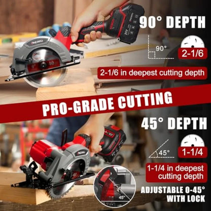 6" Cordless Mini Circular Saw 21V Compact Wireless Circular Saw 4.0Ah
