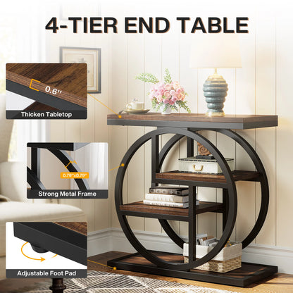 End Table for Living Room, 4-Tier Narrow Side Table with Storage Shelves,