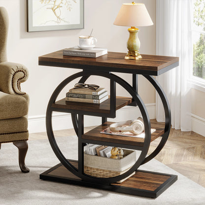 End Table for Living Room, 4-Tier Narrow Side Table with Storage Shelves,