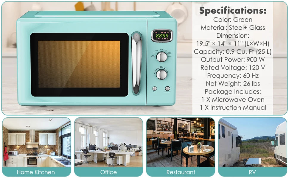 MAT EXPERT 0.9 Cu.ft Compact Microwave Oven,  w/Glass Turntable