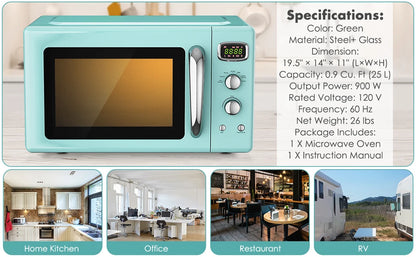 MAT EXPERT 0.9 Cu.ft Compact Microwave Oven,  w/Glass Turntable