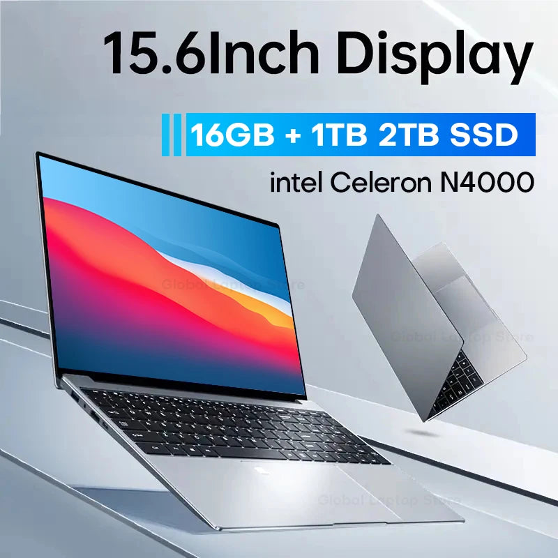 Windows 11 Pro 15.6" Laptop Computer Intel Celeron Fingerprint Unlock Notebook