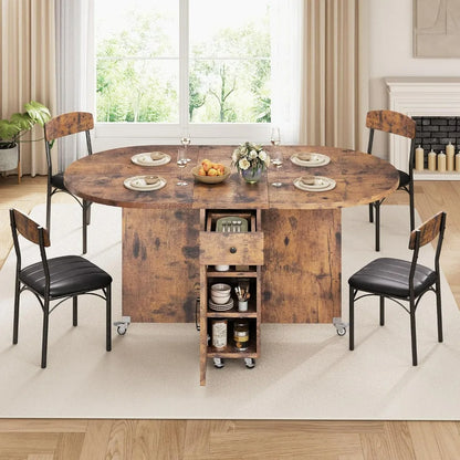 Compact 5-Piece Folding Dining Set for 4 People: