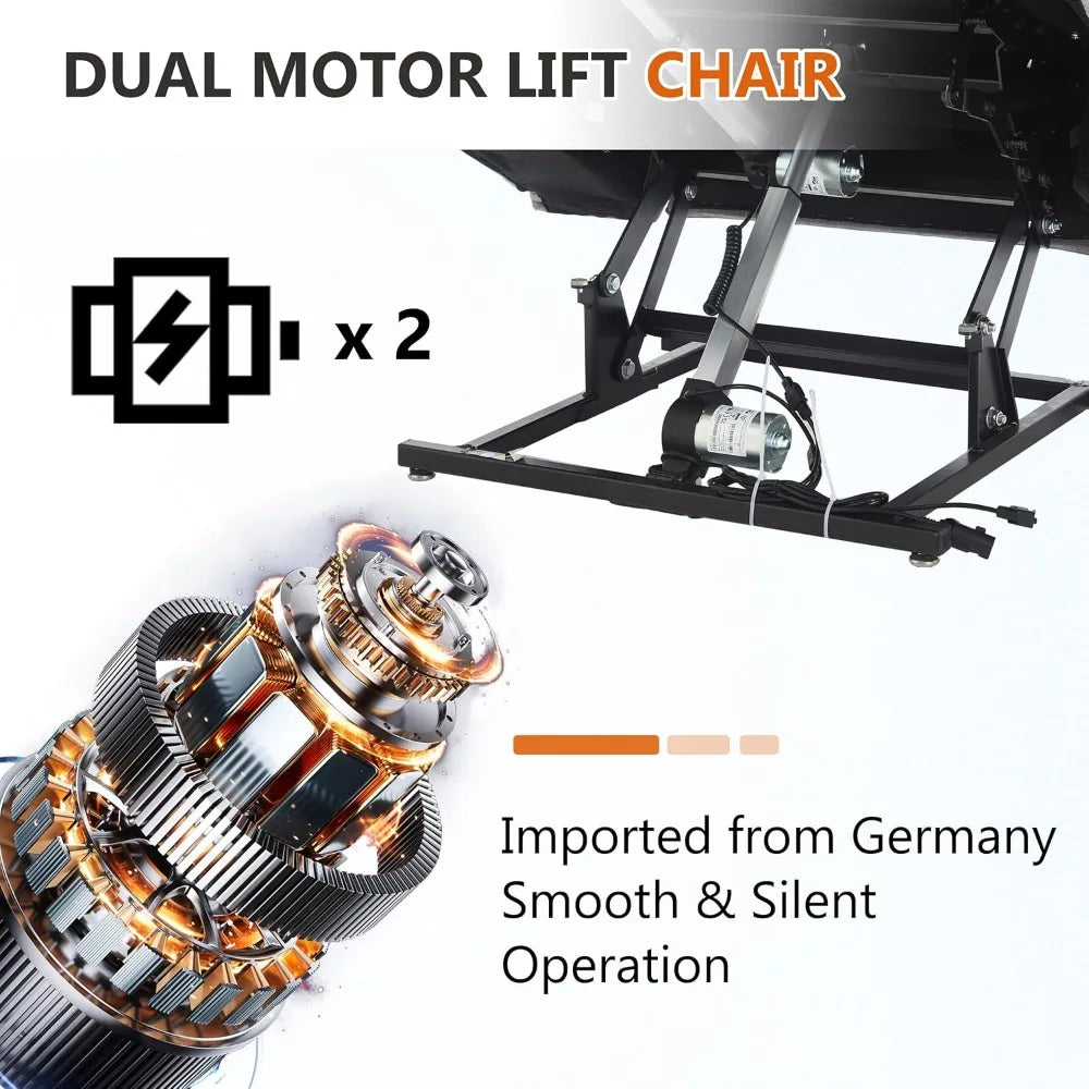 Dual Motor Power Lift Chair Vibration Massage and Lumbar Heating