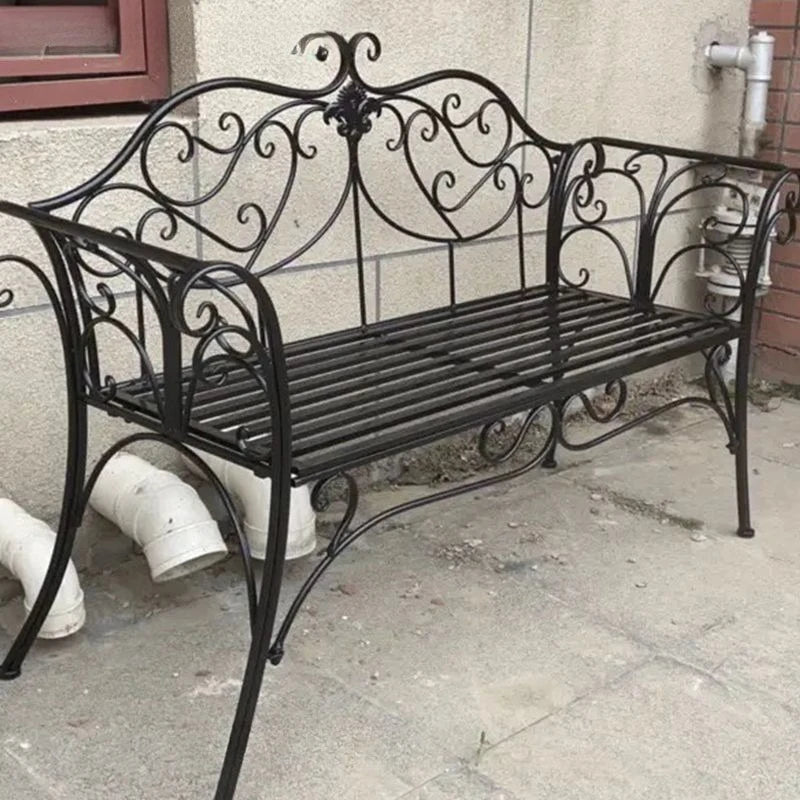 Wrought Iron  Double Chair Park Bench Garden Outdoor