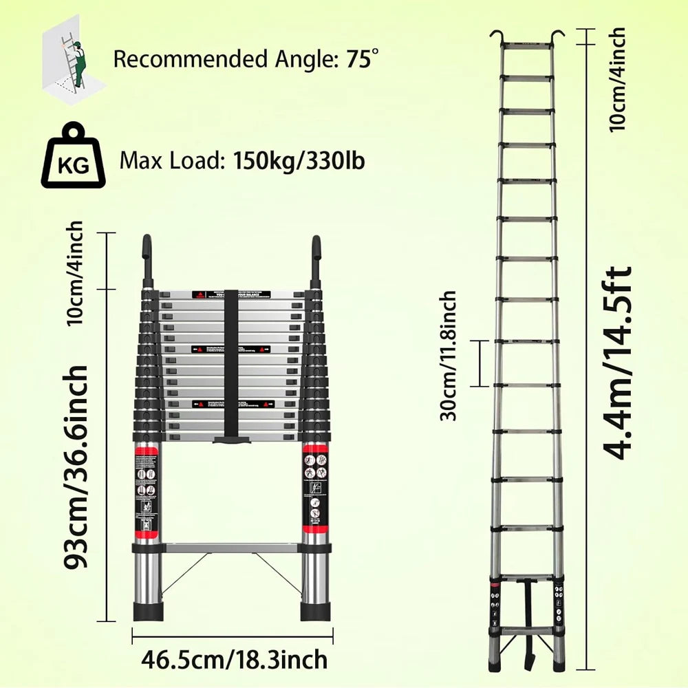 Extendable Telescopic 2.6M-5M Heavy Duty Multi Purpose Ladder