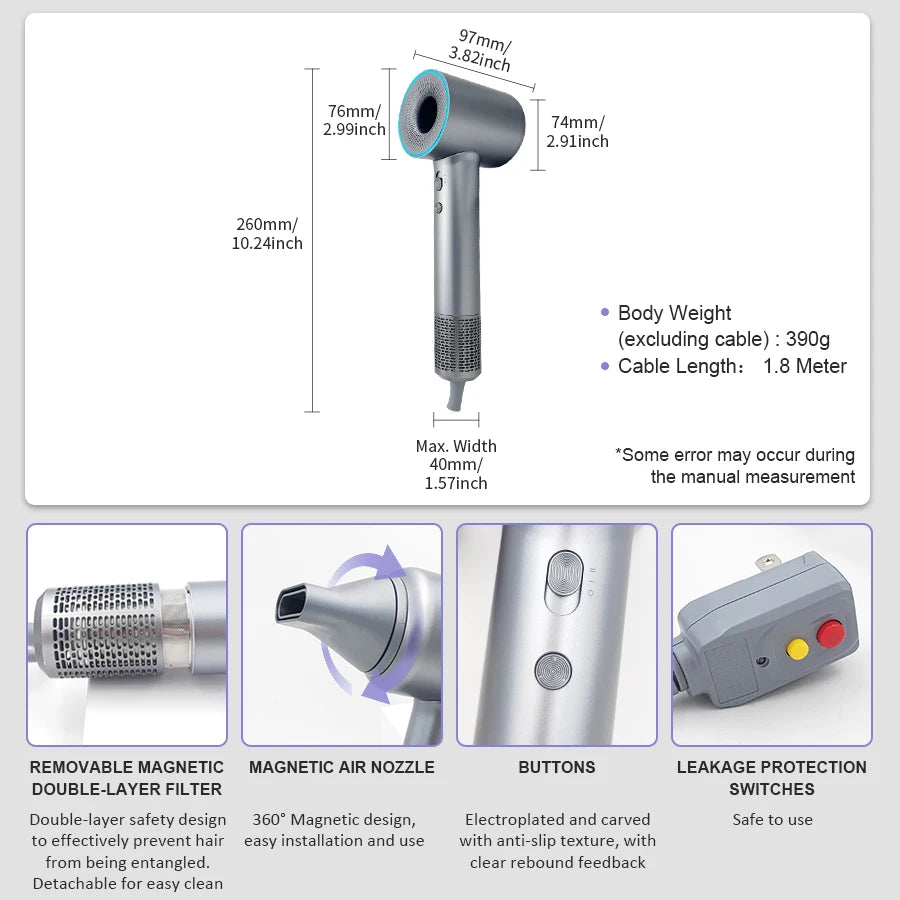 High Speed Hair Dryer 110000RPM Professional  Care for Home Travel