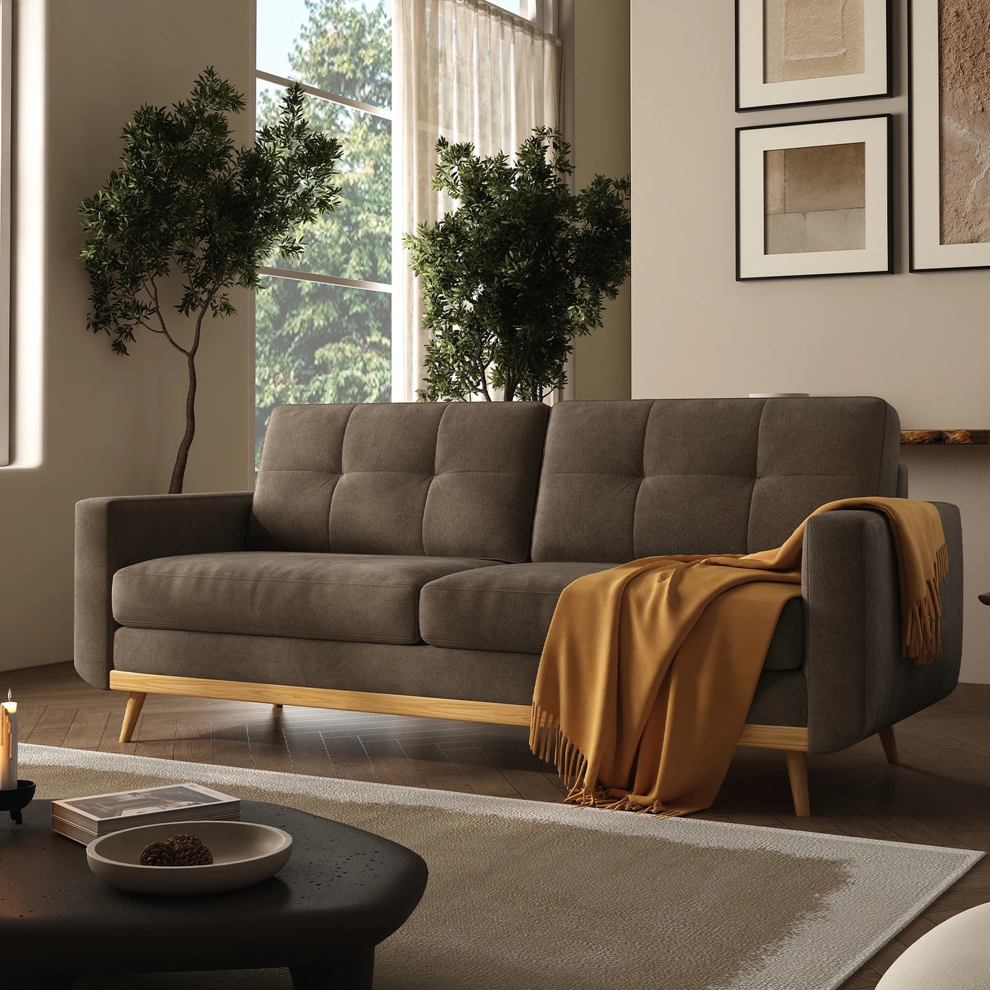 67.7-inch Mid-Century Modern Loveseat Sofa