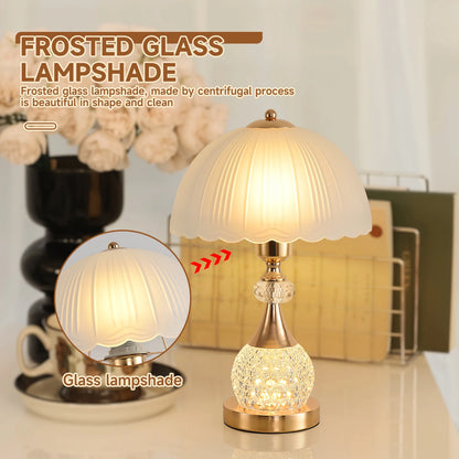 “dutcheshomeliving bedside table lamp crystal petal push button switch”