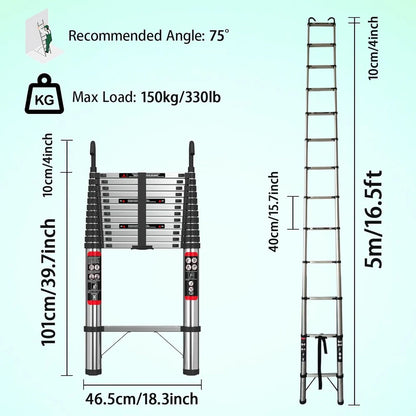 Extendable Telescopic 2.6M-5M Heavy Duty Multi Purpose Ladder