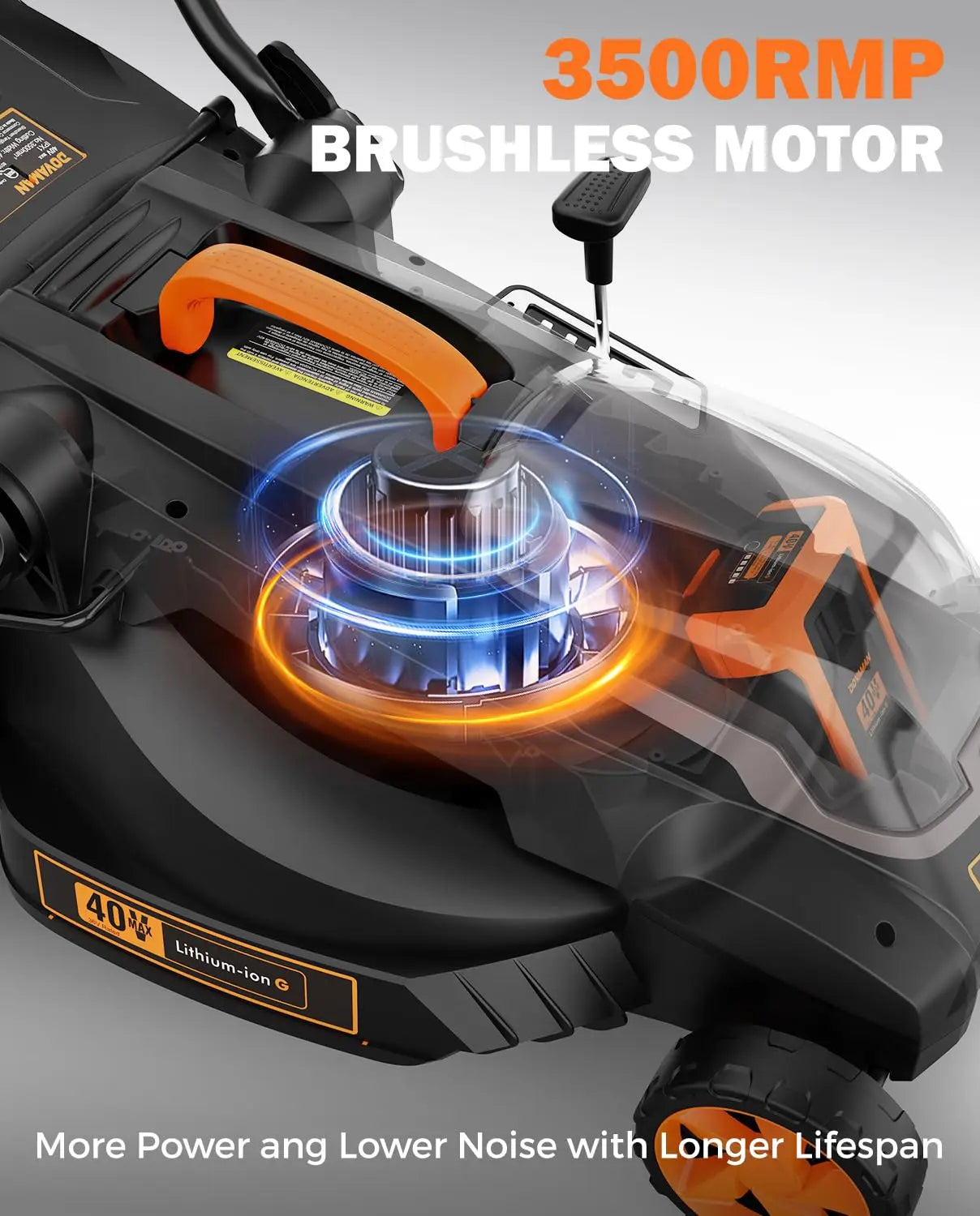 DOVAMAN 40V Brushless Lawn Mower, 16" Deck, 4Ah Battery,